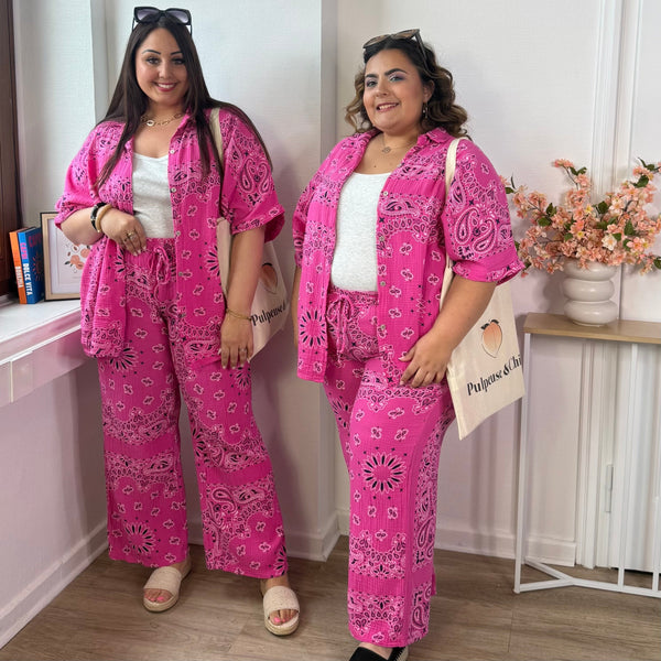 Chemisier rose à imprimé bandana en gaze de coton - réassort prévu activez l’alerte 🔔