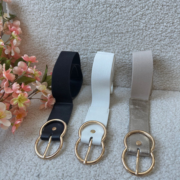 Ceinture élastique double boucle doré