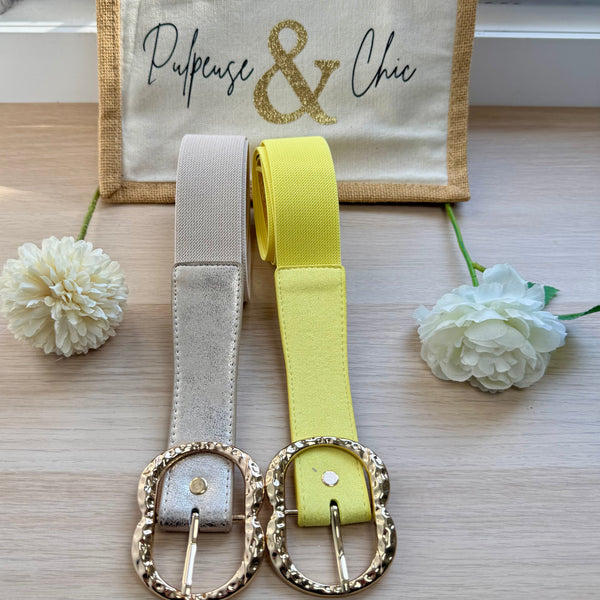 Ceinture grande boucle double doré & jaune