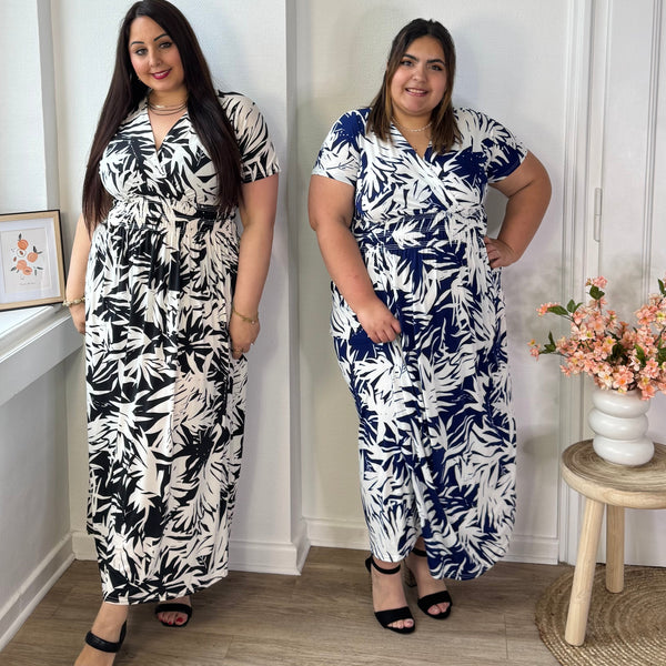 Robe longue magique feuilles d’azur
