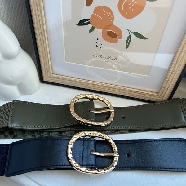 Ceinture élastique à boucle ronde dorée
