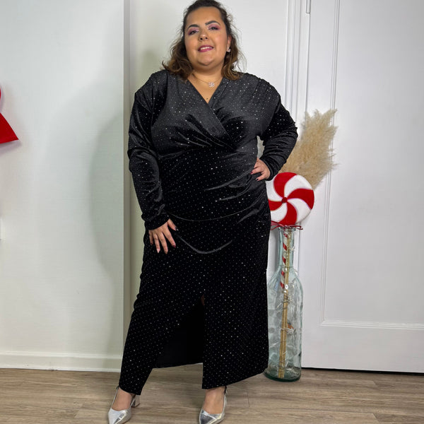 Robe en velours à strass