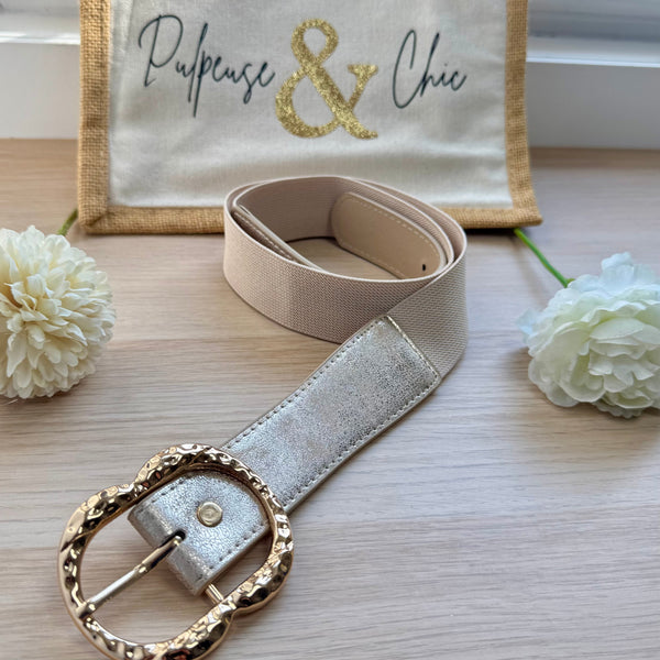 Ceinture grande boucle double doré & jaune