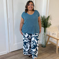 Top glamour bleu canard brillant
