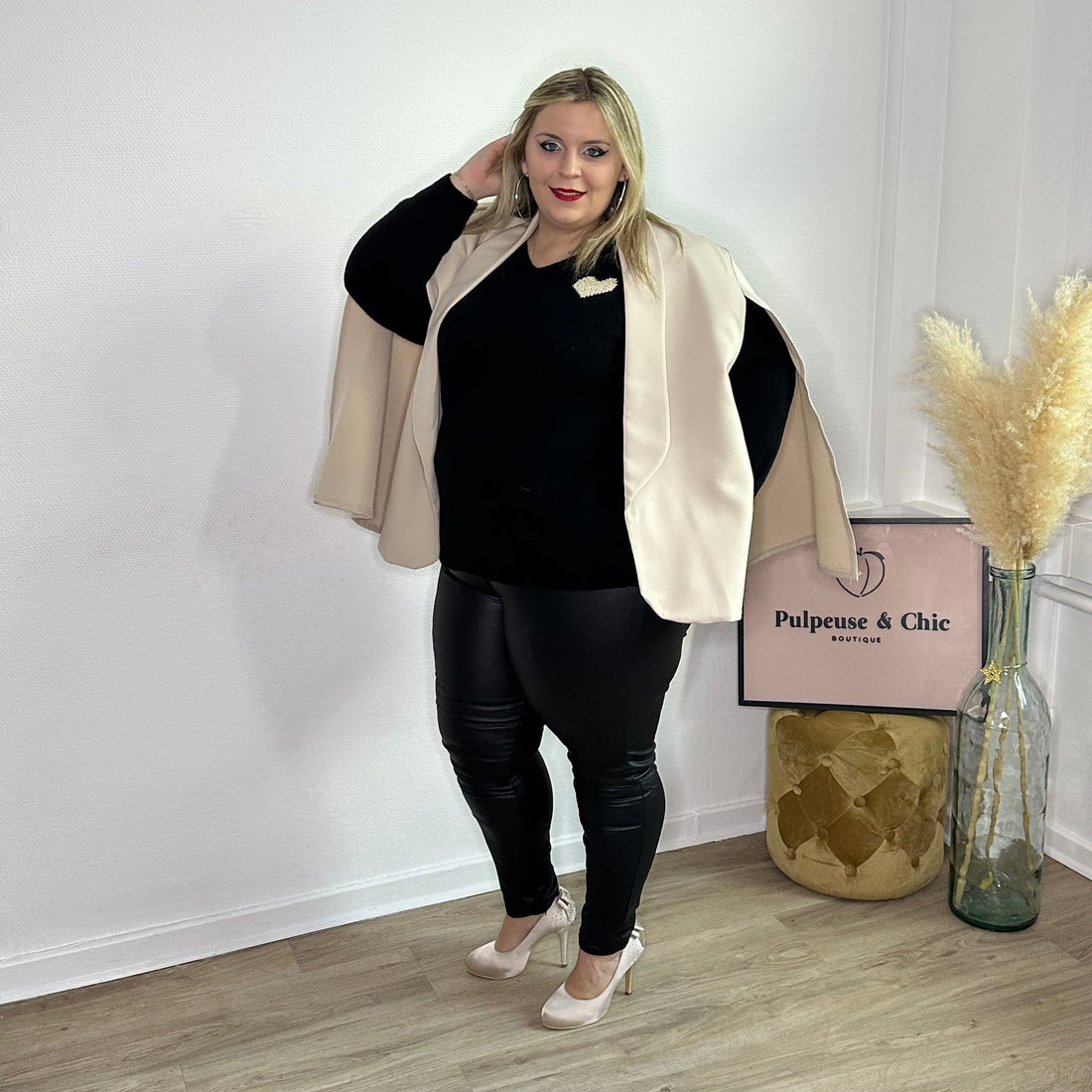 Pantalon similicuir noir doublé polaire