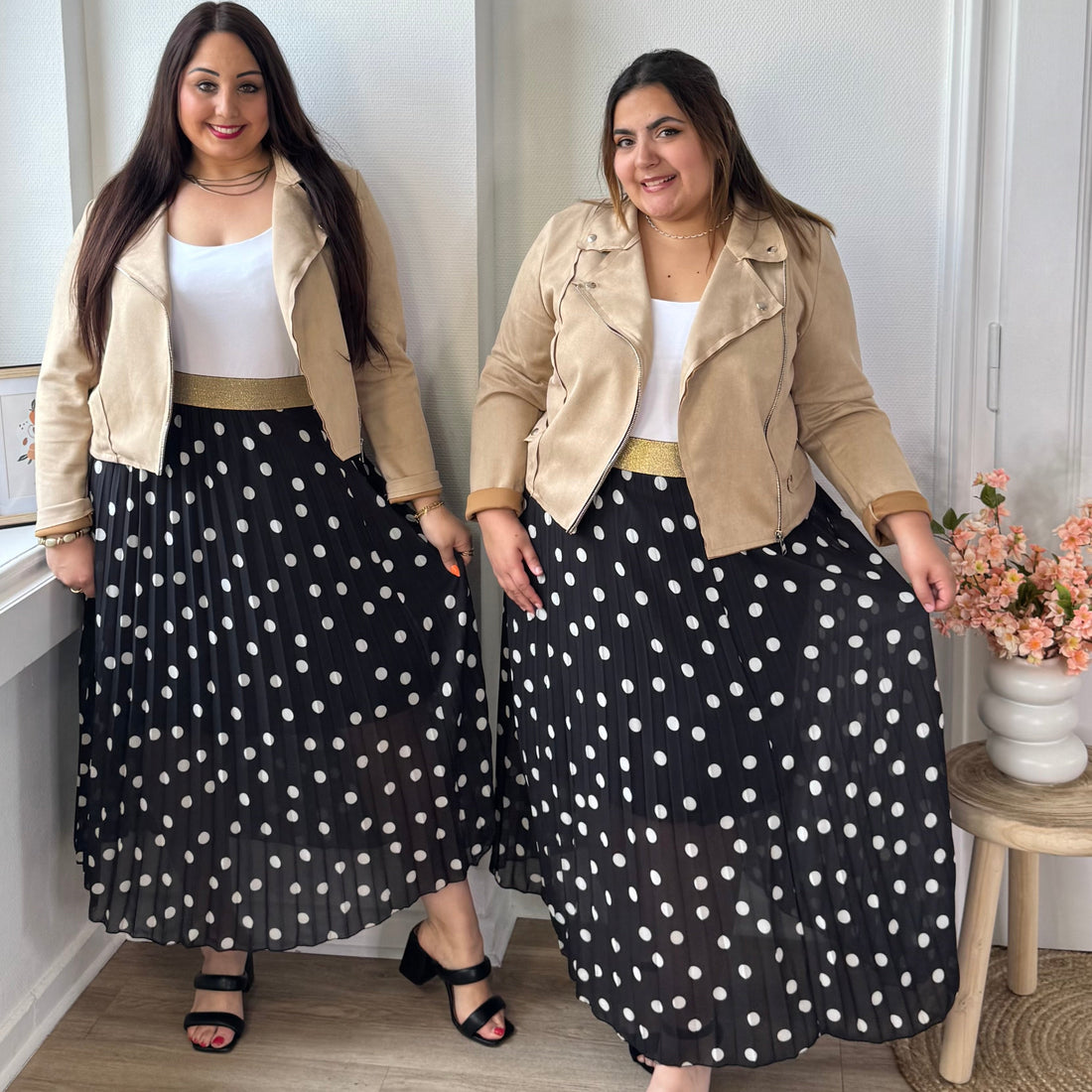⁠Veste perfecto suédine beige
