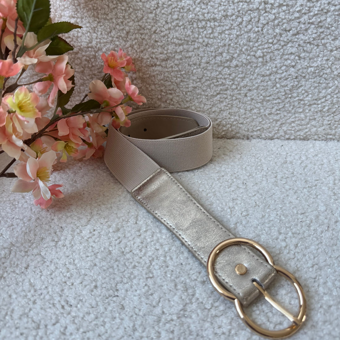 Ceinture élastique double boucle doré
