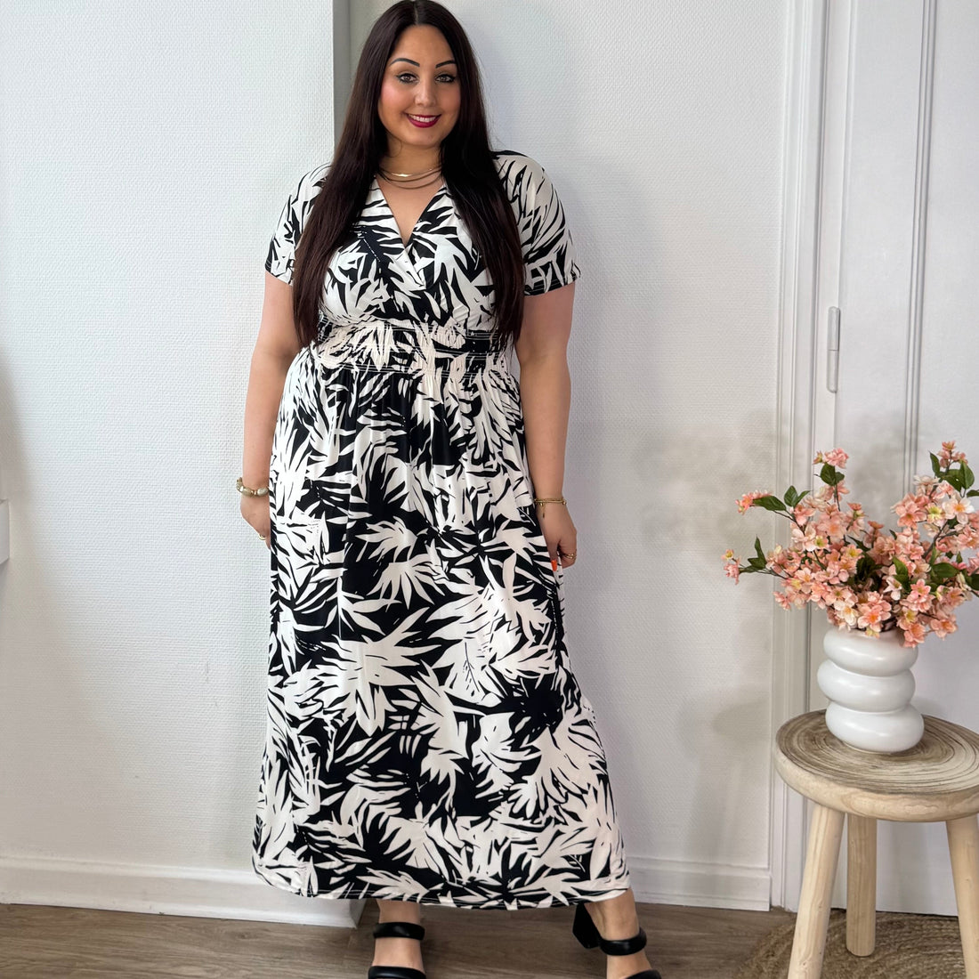 Robe longue magique feuilles d’azur