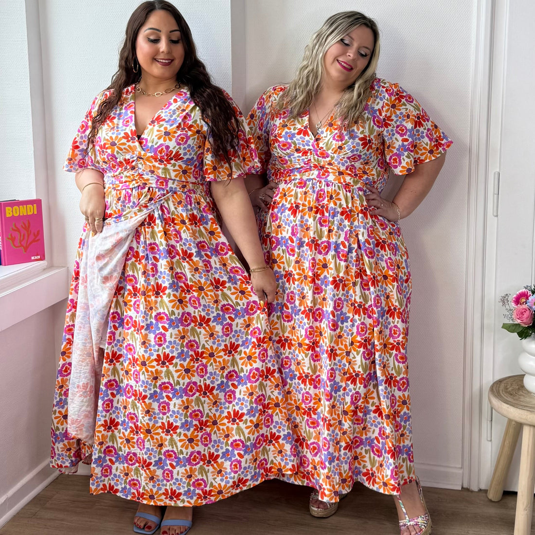 Robe longue fleurs multicolores