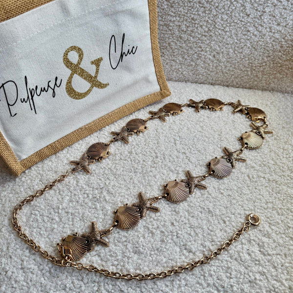 Ceinture chaîne coquillage et étoile